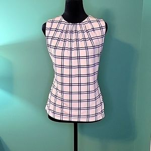 Calvin Klein Geometric Box Print Sleeveless Blouse.